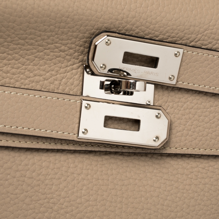 مملوكة مسبقًا Hermes Trench Clemence Leather Palladium Hardware Shoulder Kelly 42 Bag