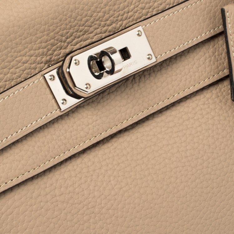 مملوكة مسبقًا Hermes Trench Clemence Leather Palladium Hardware Shoulder Kelly 42 Bag