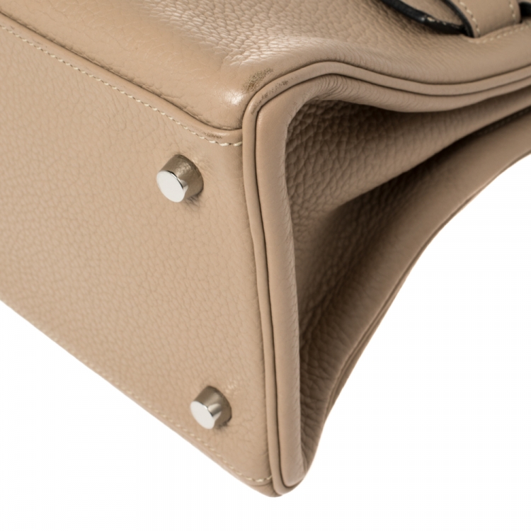 مملوكة مسبقًا Hermes Trench Clemence Leather Palladium Hardware Shoulder Kelly 42 Bag