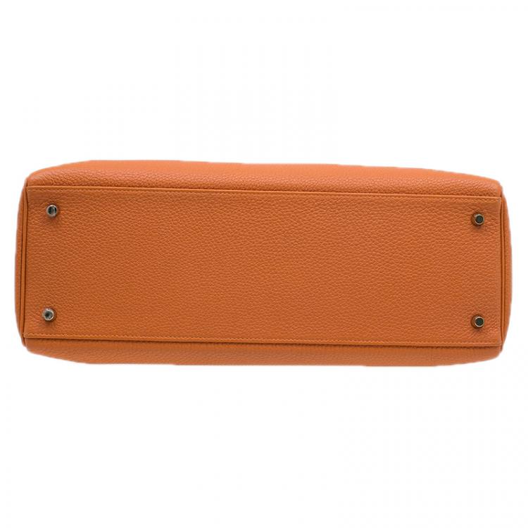 Pre Owned Hermes Orange Togo Leather Kelly 40 Bag