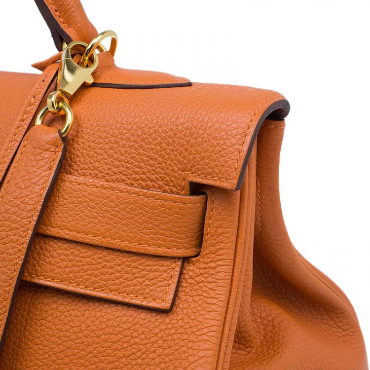 Pre Owned Hermes Orange Togo Leather Kelly 40 Bag