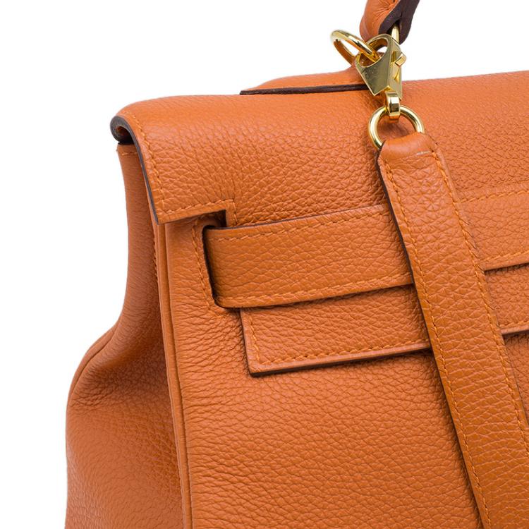Pre Owned Hermes Orange Togo Leather Kelly 40 Bag
