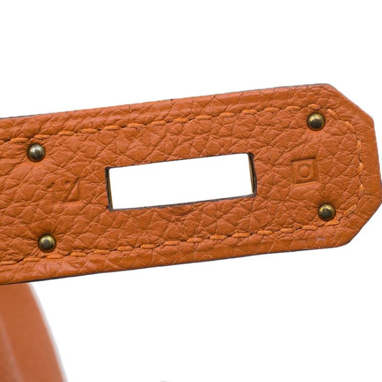 Pre Owned Hermes Orange Togo Leather Kelly 40 Bag