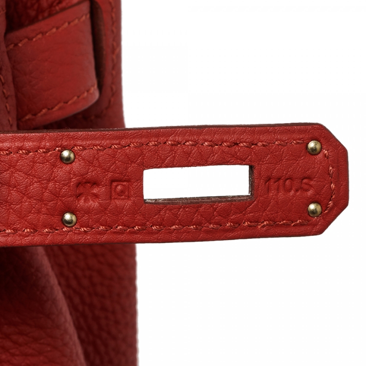 Pre Owned Hermes Rouge Piment Togo Leather Palladium Hardware Kelly Retourne 32 Bag