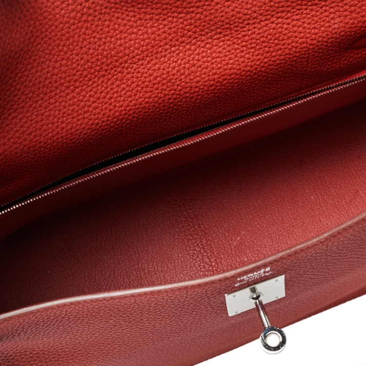 Pre Owned Hermes Rouge Piment Togo Leather Palladium Hardware Kelly Retourne 32 Bag
