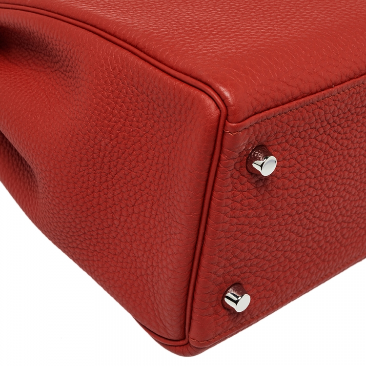 Pre Owned Hermes Rouge Piment Togo Leather Palladium Hardware Kelly Retourne 32 Bag