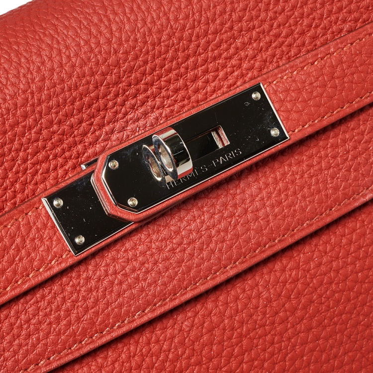 Pre Owned Hermes Rouge Piment Togo Leather Palladium Hardware Kelly Retourne 32 Bag