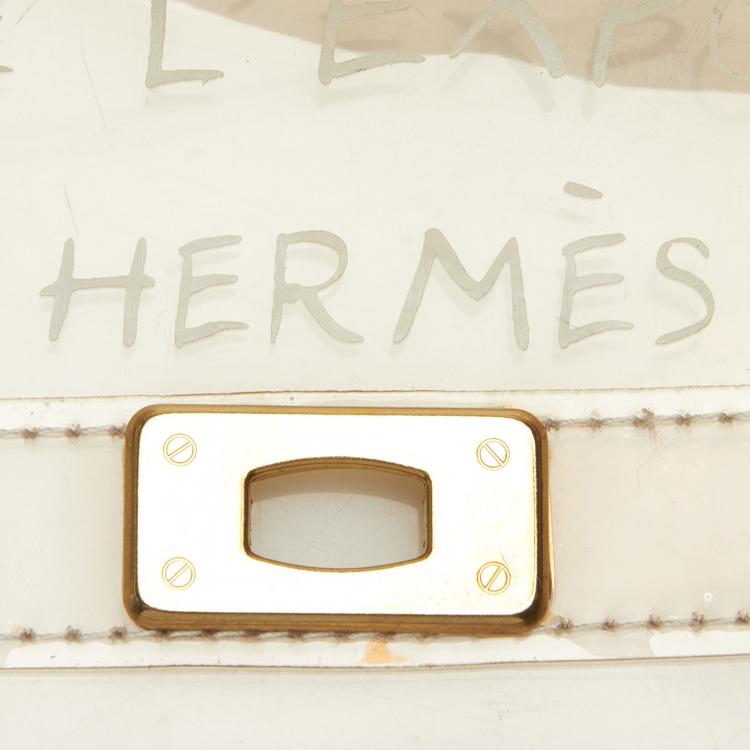 Pre Owned Hermes White Vinyl  Kelly Tote Bag