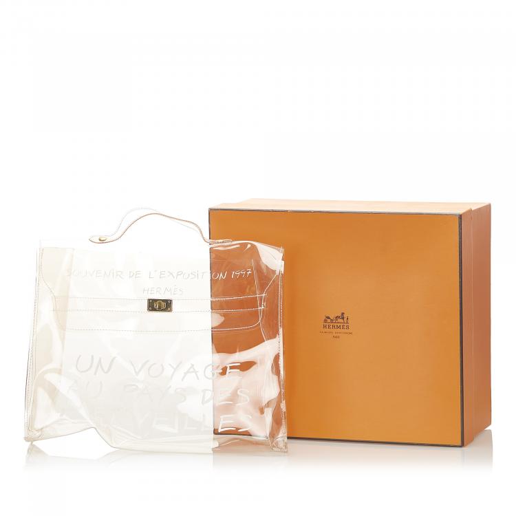 Pre Owned Hermes White Vinyl  Kelly Tote Bag