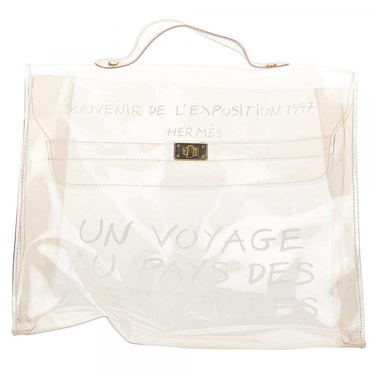Pre Owned Hermes White Vinyl  Kelly Tote Bag