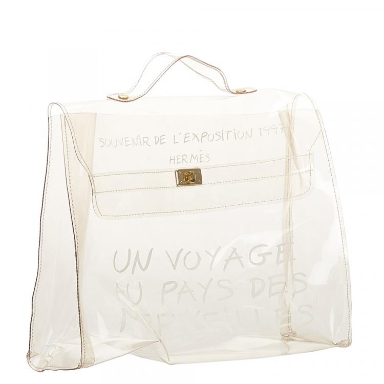 Pre Owned Hermes White Vinyl  Kelly Tote Bag