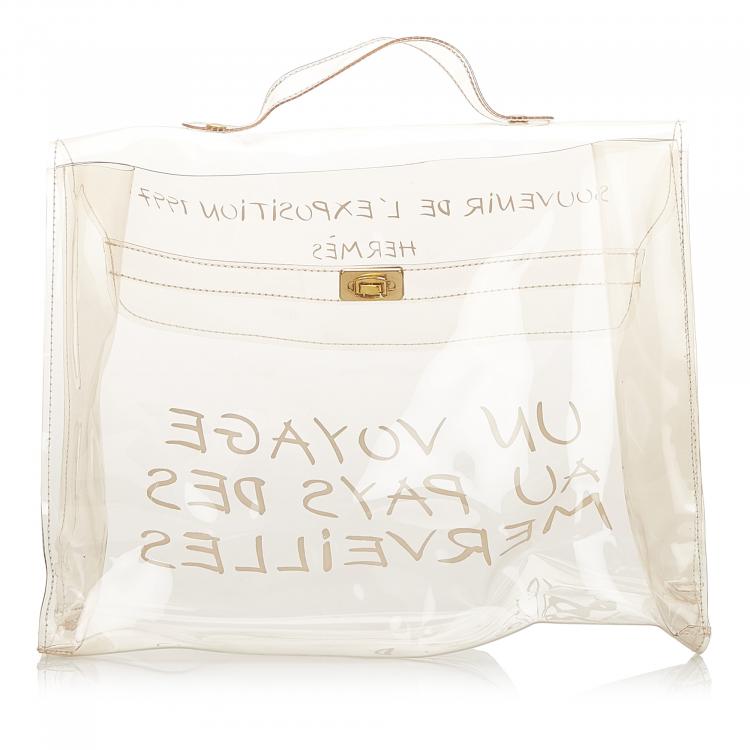 Pre Owned Hermes White Vinyl  Kelly Tote Bag