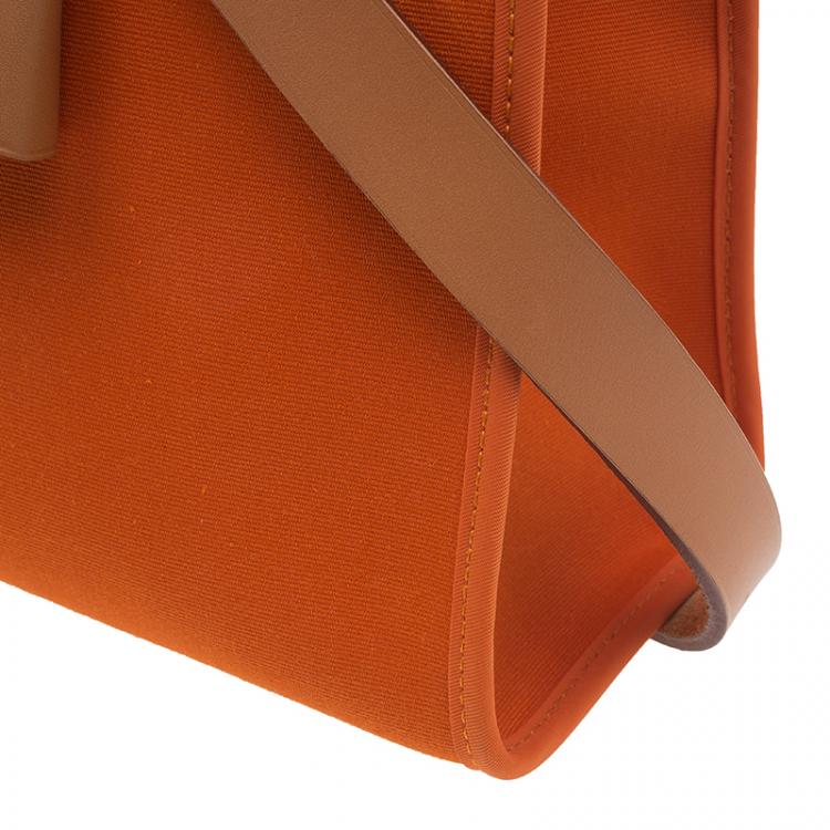 Pre Owned Hermes Brown/Orange Canvas and Leather Herbag Zip PM Bag