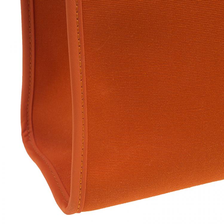 Pre Owned Hermes Brown/Orange Canvas and Leather Herbag Zip PM Bag
