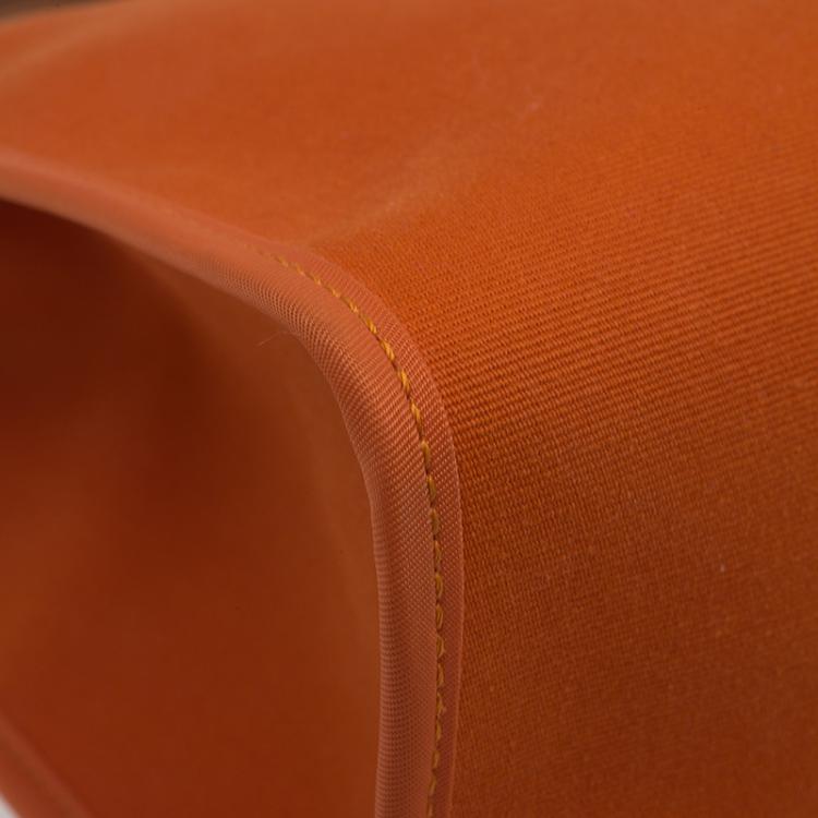 Pre Owned Hermes Brown/Orange Canvas and Leather Herbag Zip PM Bag