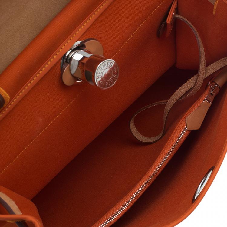 Pre Owned Hermes Brown/Orange Canvas and Leather Herbag Zip PM Bag