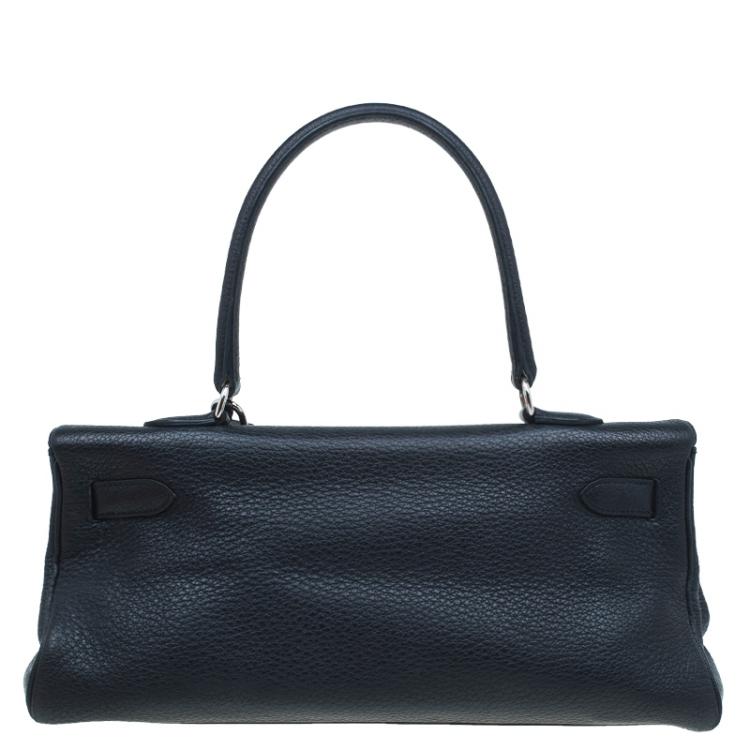 Pre Owned Hermes Black Clemence Leather Paladdium Hardware Shoulder Kelly 42 Bag