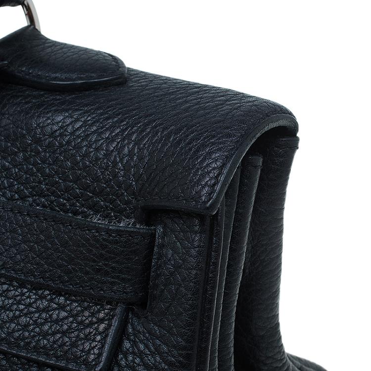 Pre Owned Hermes Black Clemence Leather Paladdium Hardware Shoulder Kelly 42 Bag