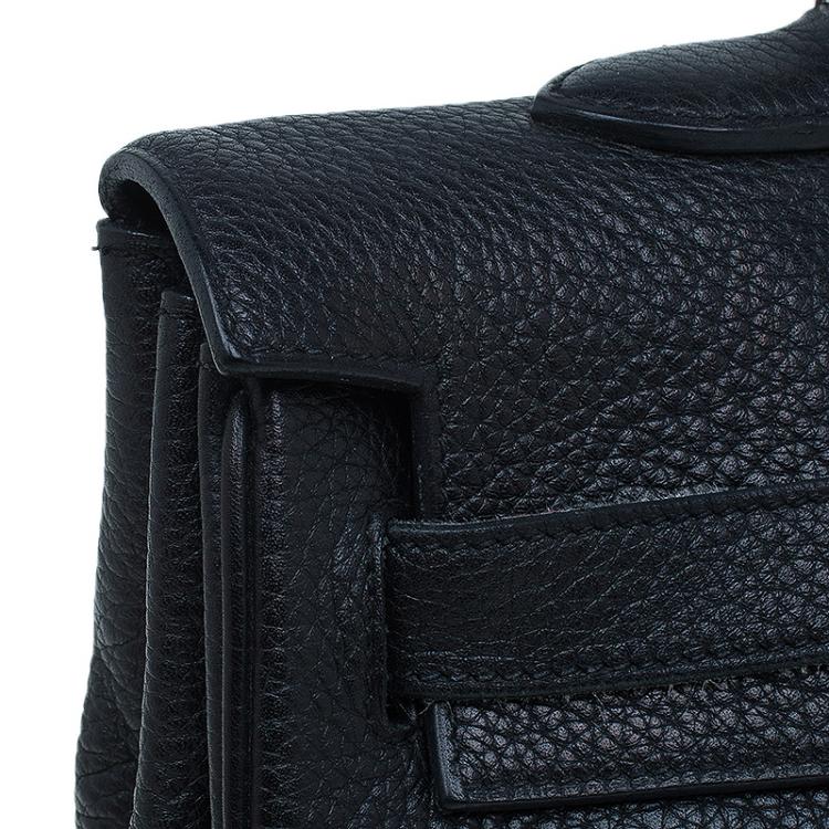 Pre Owned Hermes Black Clemence Leather Paladdium Hardware Shoulder Kelly 42 Bag