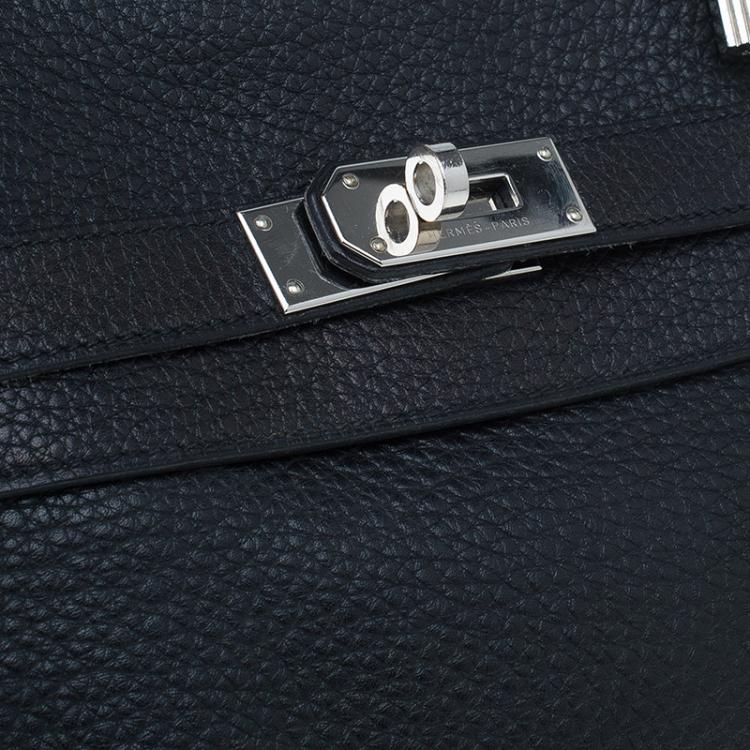 Pre Owned Hermes Black Clemence Leather Paladdium Hardware Shoulder Kelly 42 Bag