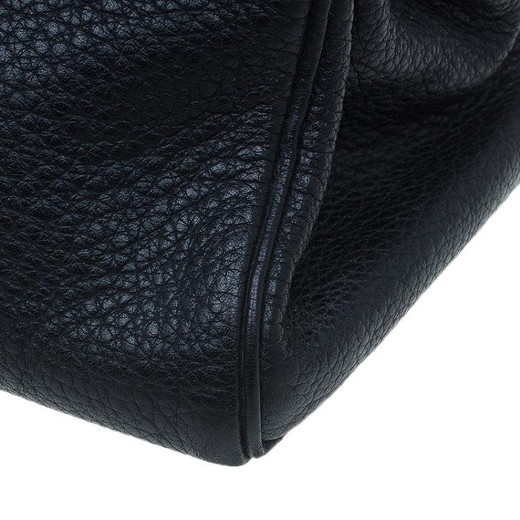 Pre Owned Hermes Black Clemence Leather Paladdium Hardware Shoulder Kelly 42 Bag