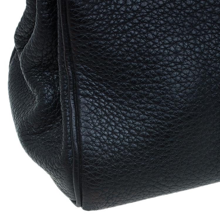 Pre Owned Hermes Black Clemence Leather Paladdium Hardware Shoulder Kelly 42 Bag