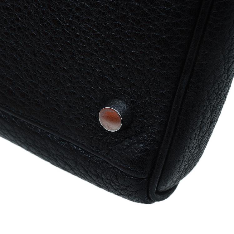 Pre Owned Hermes Black Clemence Leather Paladdium Hardware Shoulder Kelly 42 Bag