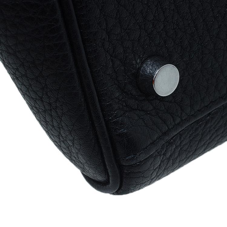 Pre Owned Hermes Black Clemence Leather Paladdium Hardware Shoulder Kelly 42 Bag