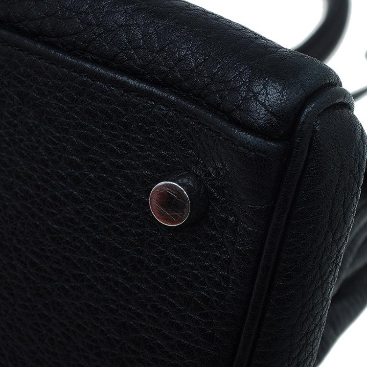 Pre Owned Hermes Black Clemence Leather Paladdium Hardware Shoulder Kelly 42 Bag
