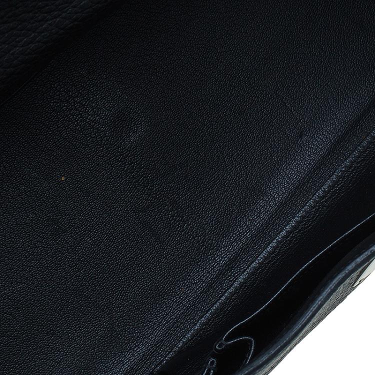 Pre Owned Hermes Black Clemence Leather Paladdium Hardware Shoulder Kelly 42 Bag