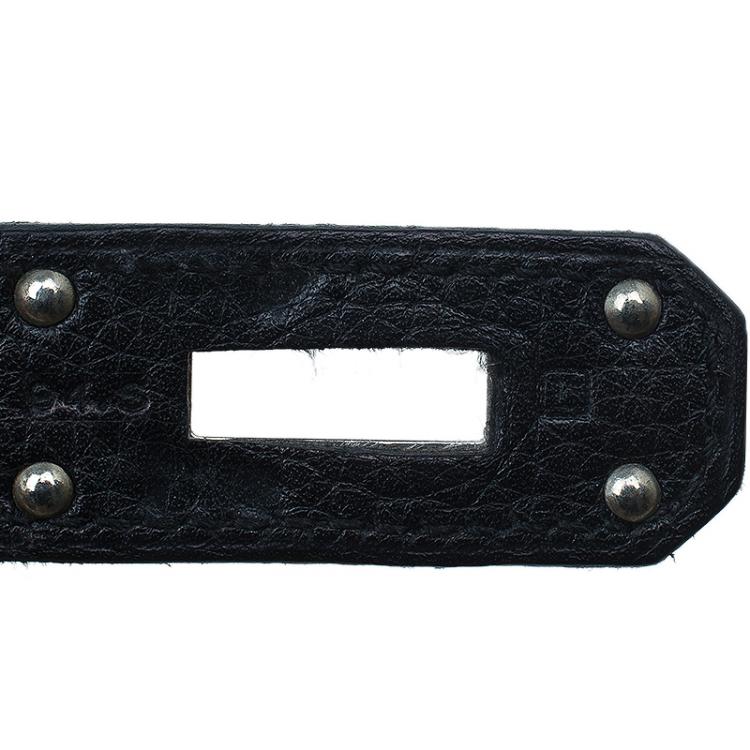 Pre Owned Hermes Black Clemence Leather Paladdium Hardware Shoulder Kelly 42 Bag