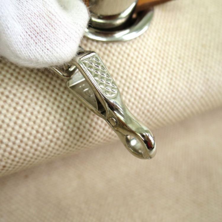 Pre Owned Hermes Tan Leather and Beige Toile Canvas Large Herbag