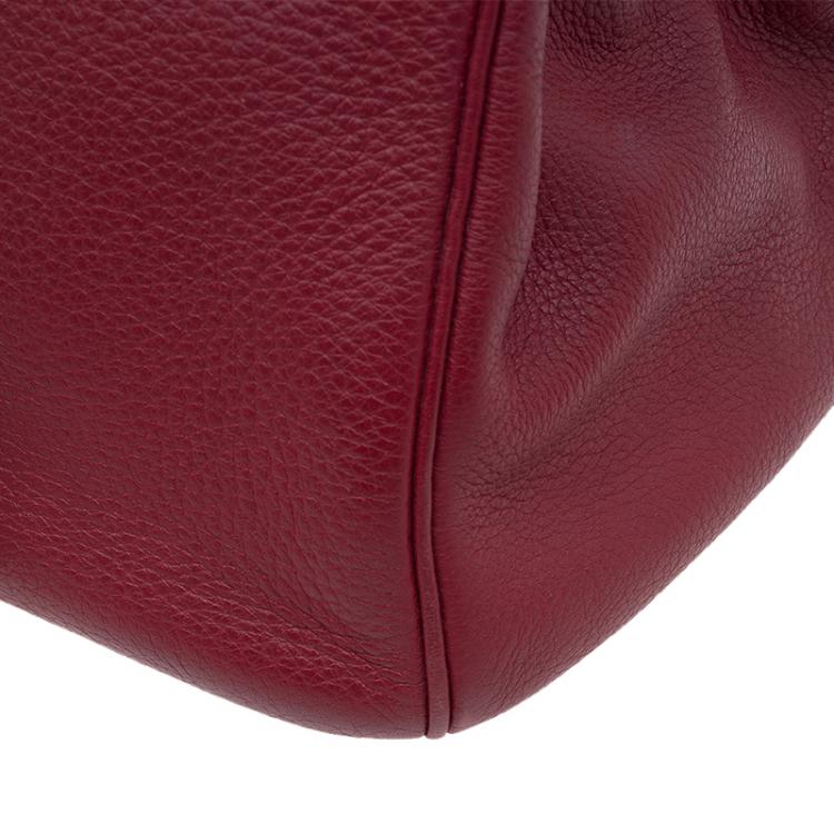 Pre Owned Hermes Burgundy Togo Calfskin Leather Palladium Hardware Birkin 35