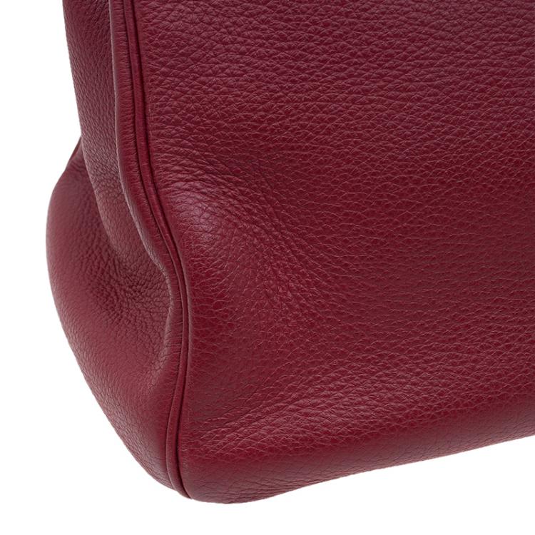 Pre Owned Hermes Burgundy Togo Calfskin Leather Palladium Hardware Birkin 35