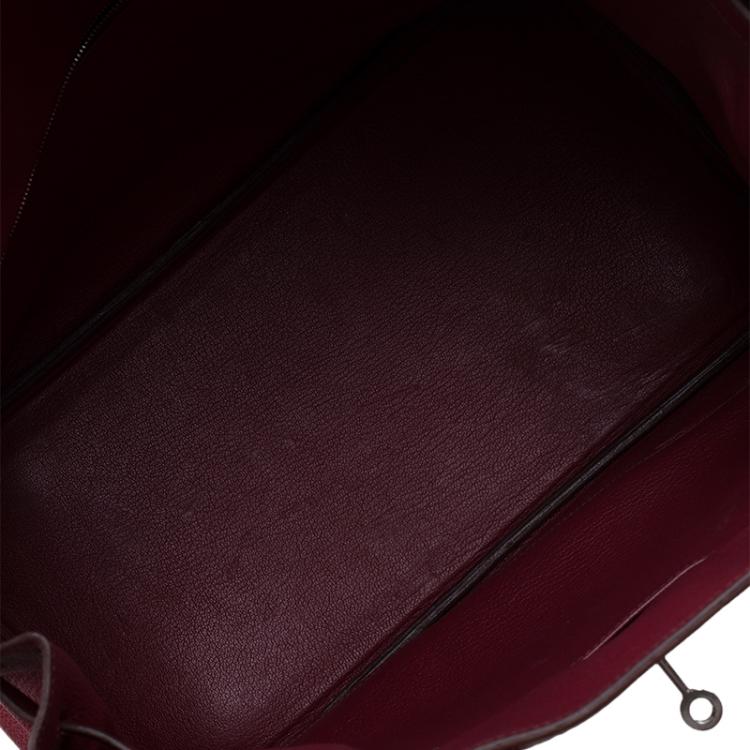Pre Owned Hermes Burgundy Togo Calfskin Leather Palladium Hardware Birkin 35