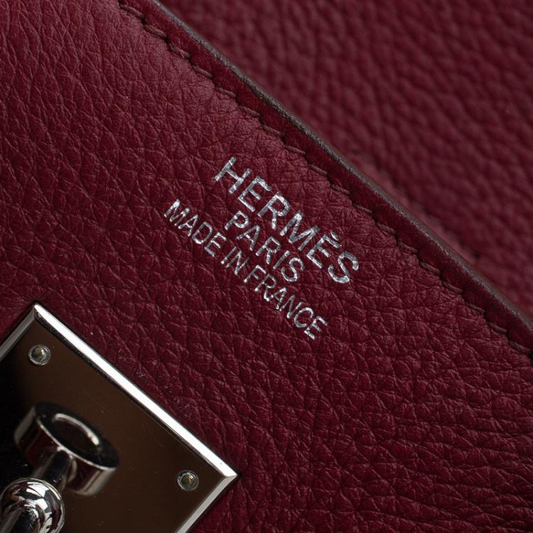 Pre Owned Hermes Burgundy Togo Calfskin Leather Palladium Hardware Birkin 35