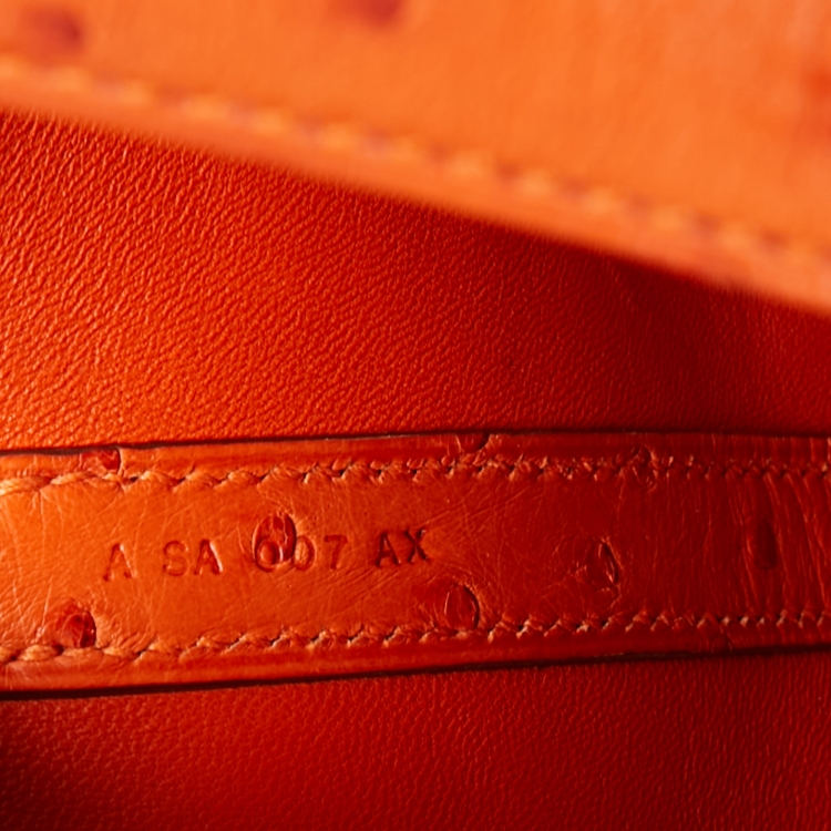 Pre Owned Hermès Tangerine Ostrich Picotin Lock 18 Bag