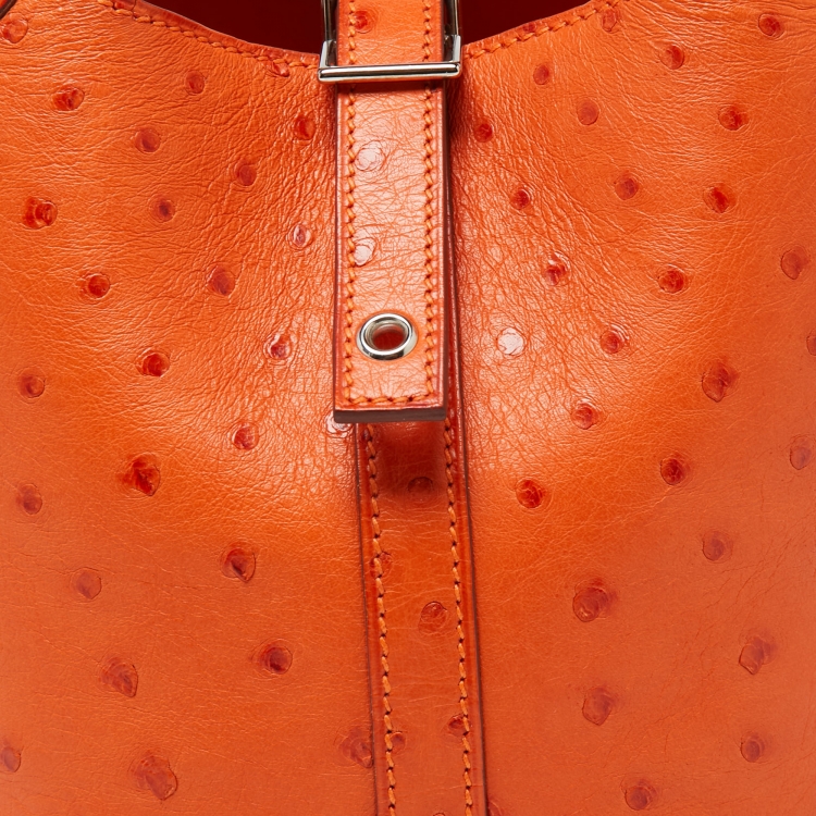 Pre Owned Hermès Tangerine Ostrich Picotin Lock 18 Bag