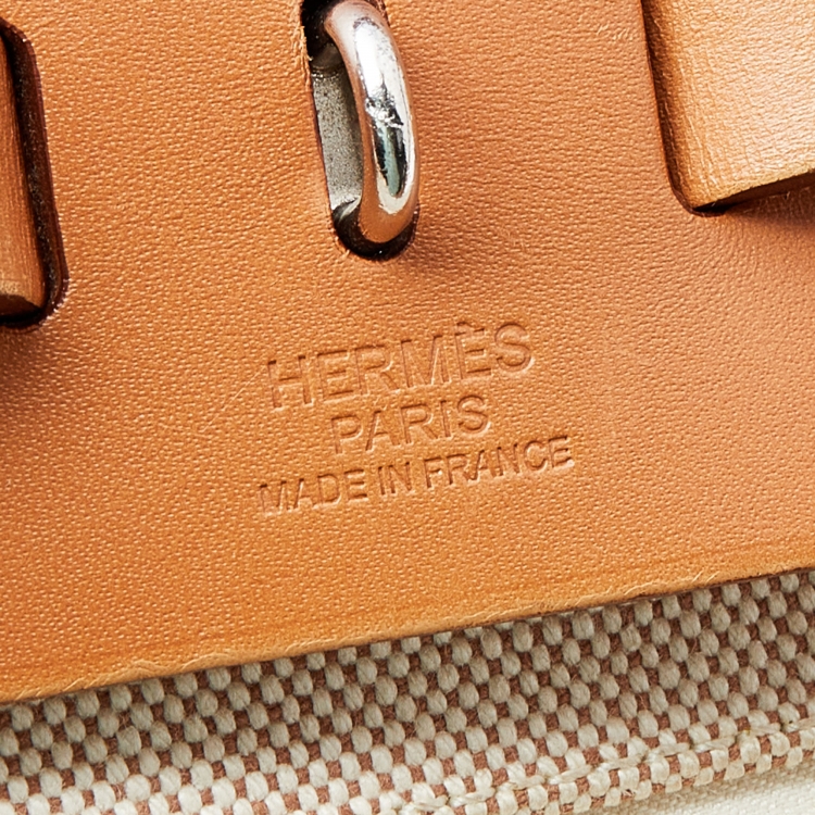 مملوكة مسبقًا Hermes Naturel Vache Hunter Leather And Toile Canvas Herbag Zip 31 Bag