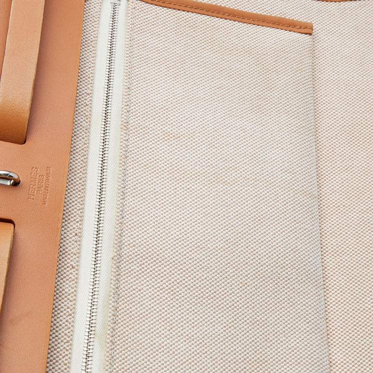 مملوكة مسبقًا Hermes Naturel Vache Hunter Leather And Toile Canvas Herbag Zip 31 Bag