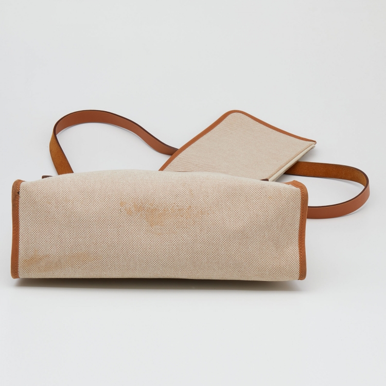 مملوكة مسبقًا Hermes Naturel Vache Hunter Leather And Toile Canvas Herbag Zip 31 Bag