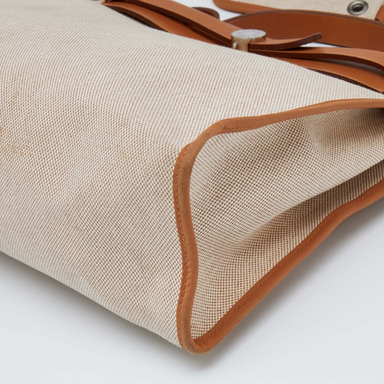 مملوكة مسبقًا Hermes Naturel Vache Hunter Leather And Toile Canvas Herbag Zip 31 Bag