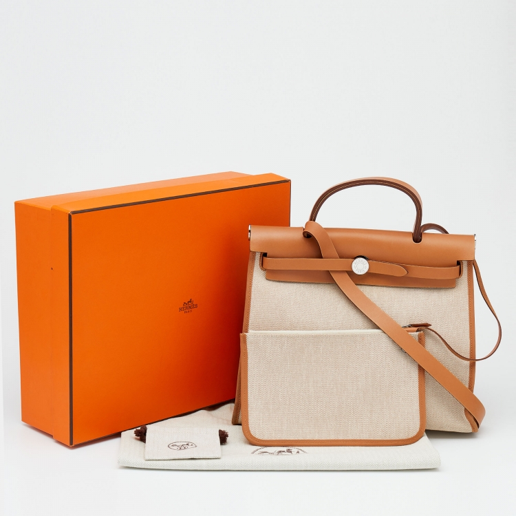 مملوكة مسبقًا Hermes Naturel Vache Hunter Leather And Toile Canvas Herbag Zip 31 Bag
