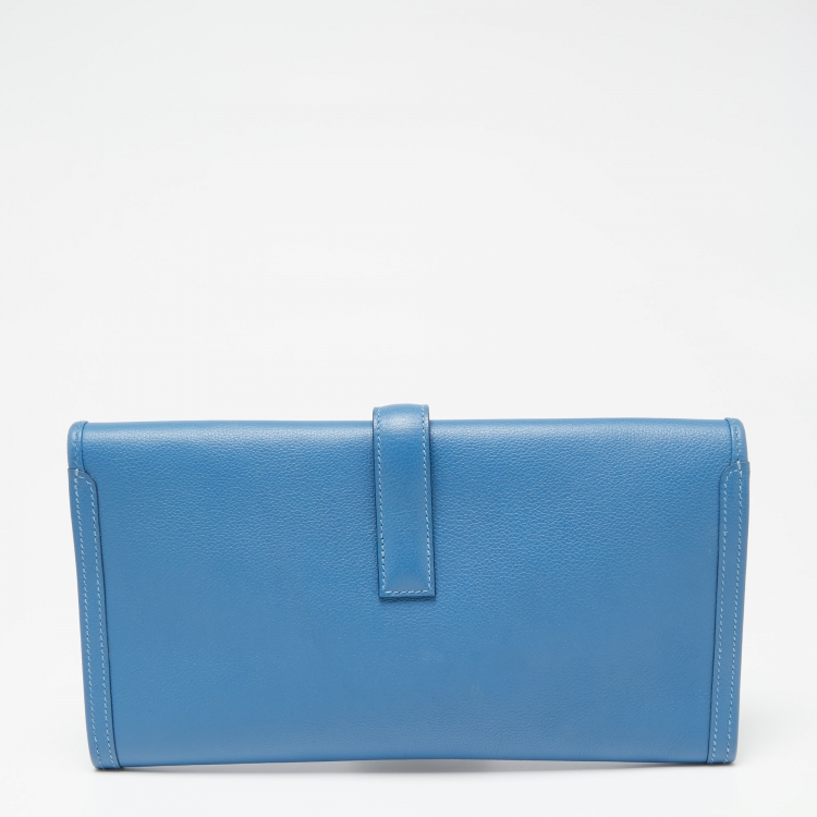 Pre Owned Hermès Bleu Agate Evercolor Leather Elan Jige 29 Clutch