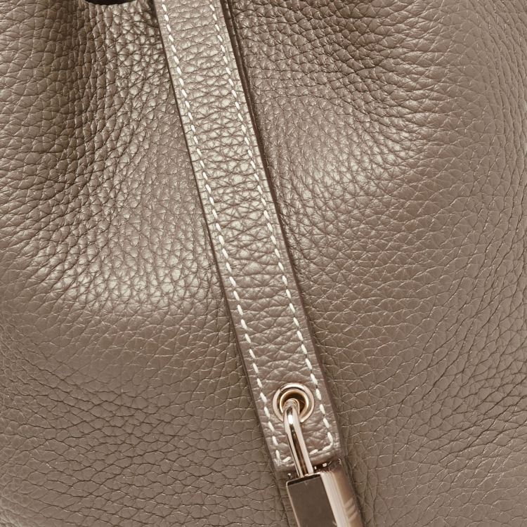 Pre Owned Hermes Etoupe Taurillon Clemence Leather Picotin Lock 18 Bag