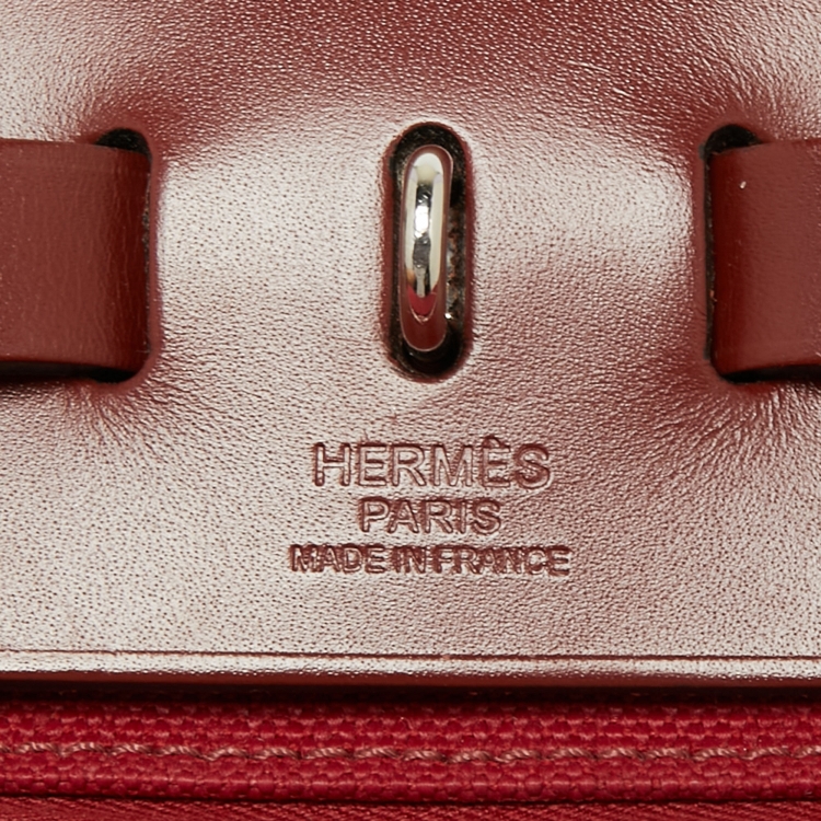 Pre Owned Hermès  Rouge Grenat/Rouge H Canvas and Leather Herbag Zip 31 Bag