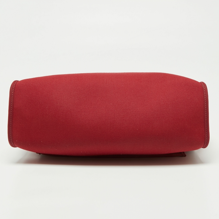 Pre Owned Hermès  Rouge Grenat/Rouge H Canvas and Leather Herbag Zip 31 Bag