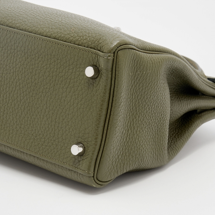 مملوكة مسبقًا Hermes Vert Veronese Togo Leather Palladium Finish Retourne Kelly 32 Bag