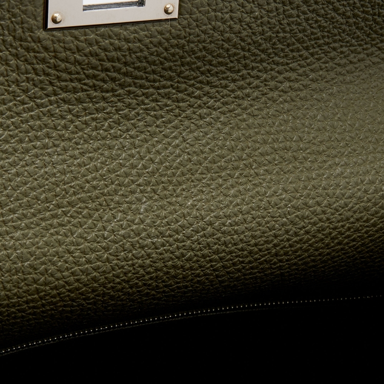 مملوكة مسبقًا Hermes Vert Veronese Togo Leather Palladium Finish Retourne Kelly 32 Bag