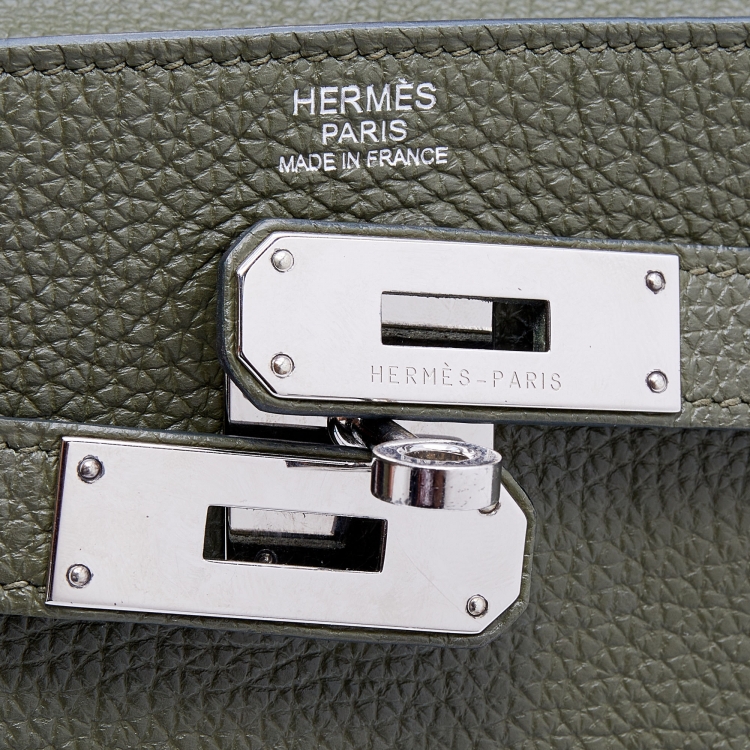 مملوكة مسبقًا Hermes Vert Veronese Togo Leather Palladium Finish Retourne Kelly 32 Bag